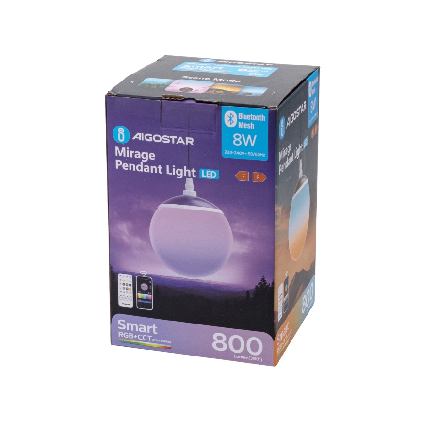 Aigostar - LED RGBW Dimmbare Hängeleuchte MESH LED/8W/230V 2700-6500K weiß + Fernbedienung