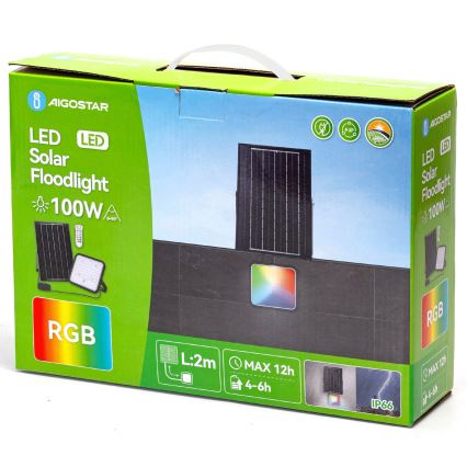Aigostar - LED RGBW Dimmbarer Solarstrahler LED/100W/3,4V IP66 8000 mAh + Fernbedienung