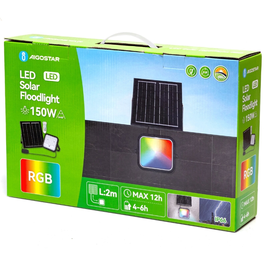 Aigostar - LED RGBW Dimmbarer Solarstrahler LED/150W/3,4V IP66 12000 mAh + Fernbedienung