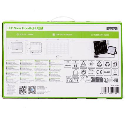 Aigostar - LED RGBW Dimmbarer Solarstrahler LED/150W/3,4V IP66 12000 mAh + Fernbedienung