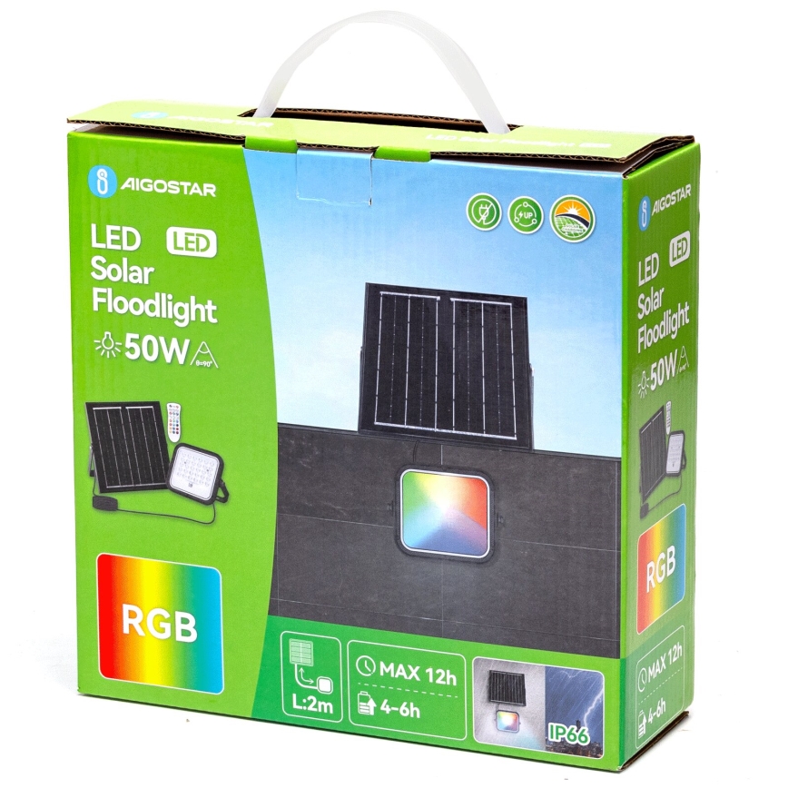 Aigostar - LED RGBW Dimmbarer Solarstrahler LED/50W/3,4V IP66 4000 mAh + Fernbedienung