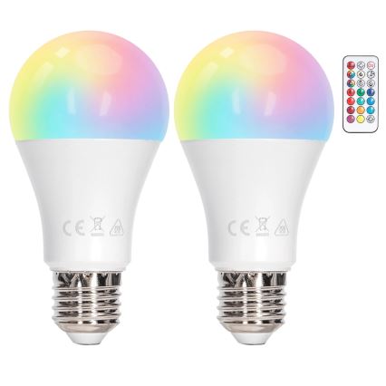 Aigostar - Dimmbares LED-RGBW-Leuchtmittel A60 E27/10W/230V 3000K + Fernbedienung