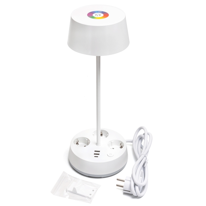 Aigostar - LED Dimmertischlampe mit Steckdosen und USB LED/4,6W/230V 3000/4000/6500K weiß