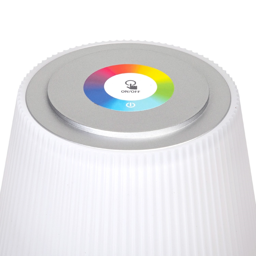 Aigostar - LED RGBW Außen dimmbare wiederaufladbare Tischlampe LED/4W/5V 3600mAh weiß/matter Chrom IP54