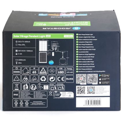 Aigostar - LED RGBW dimmbare Solarleuchte MESH LED/20W/3,7V 4000 mAh 2700K-6500K IP65 Ø 15 cm
