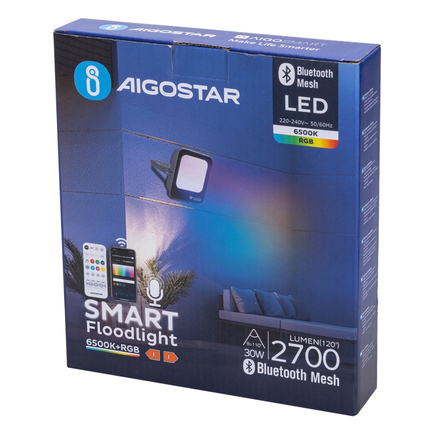 Aigostar - Dimmbarer LED-RGBW-Fluter MESH Smart LED/30W/230V 6500K IP65 + Fernbedienung