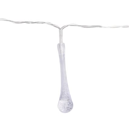 Aigostar - LED-Lichterkette für den Außenbereich, 25 LEDs, 8 Leuchtmodi, 3×AA, 2,5 m, IP44, mehrfarbige Tropfen