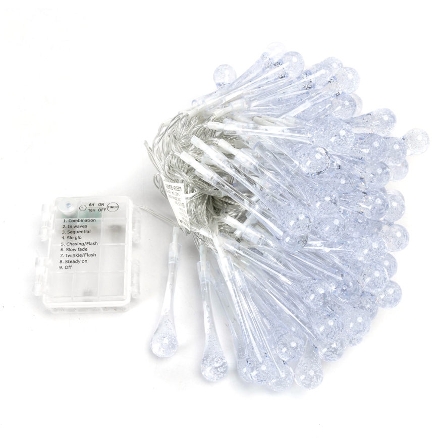 Aigostar - LED-Außen-Weihnachtslichterkette 100xLED/8 Funktionen 3xAA 10m IP44 mehrfarbige Tropfen