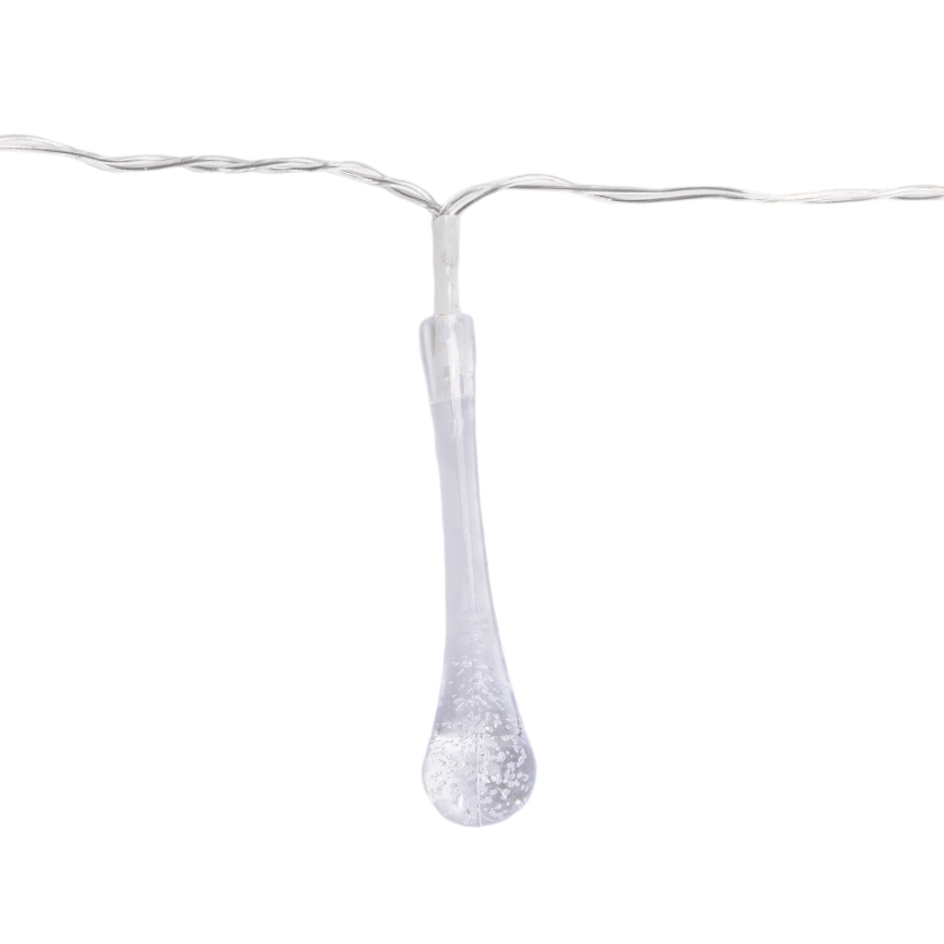 Aigostar - LED-Außen-Weihnachtslichterkette, 25 LEDs, 8 Funktionen, 3×AA-Batterien, 2,5 m, IP44, mehrfarbige Tropfen