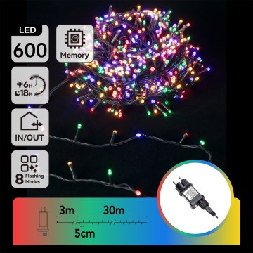 Aigostar - LED RGBY Außen-Weihnachtslichterkette 600 LEDs/8 Funktionen/30 m/IP44