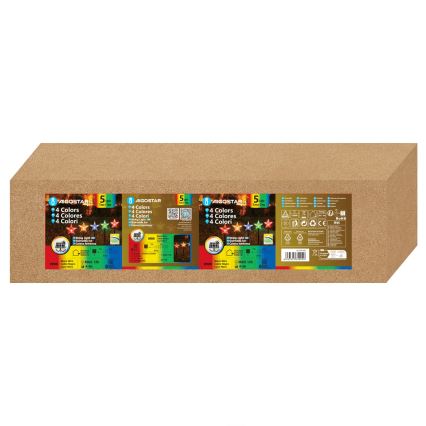 Aigostar - LED RGBY Solarleuchte 5×LED/1,2 V/8 Funktionen 1 m IP65 800 mAh Sternen-Design