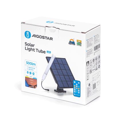 Aigostar - LED Dimmbar Röhre mit Solarpanel LED/3,2V 3000K/4000K/6500K IP65 + Fernbedienung