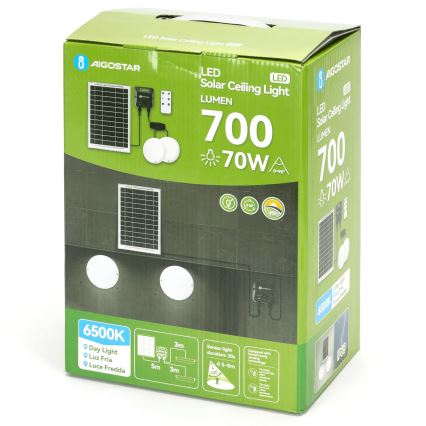 Aigostar - LED-Solar-Deckenleuchte mit Sensor 2xLED/35W/3,7V 6000 mAh IP65 + Fernbedienung