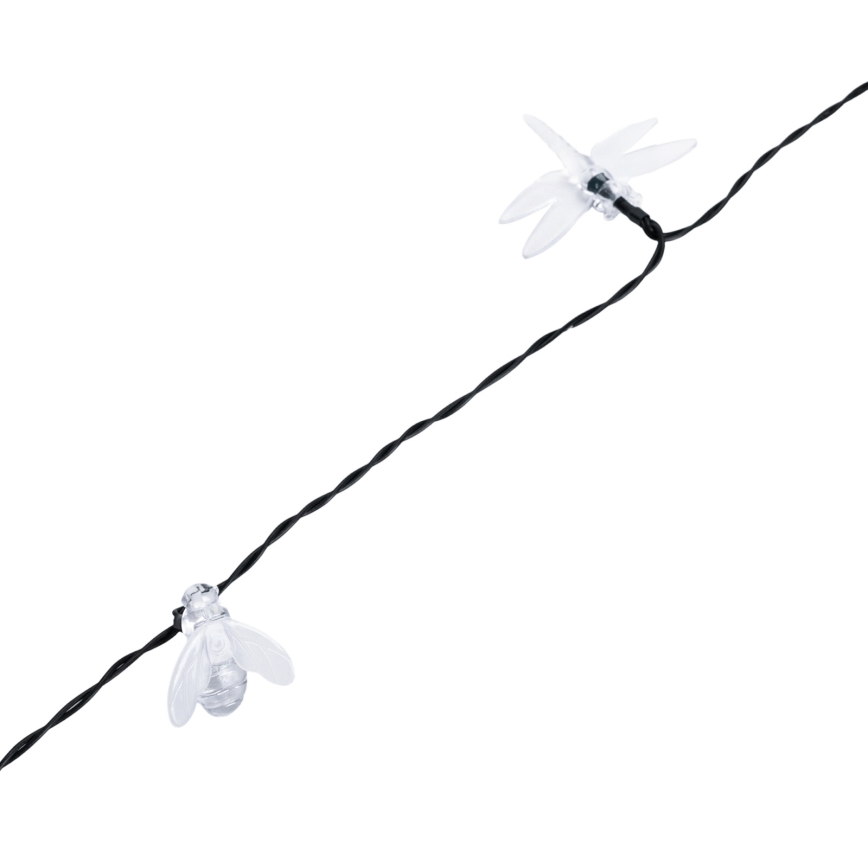 Aigostar - Solar-LED-Dekorations-Lichterkette 50 LEDs / 8 Funktionen 10 m 800 mAh IP65 kaltweiß