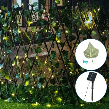 Aigostar - LED-Solar-Dekoration 102xLED/2x0,7m IP65 300 mAh warmweiß ivy