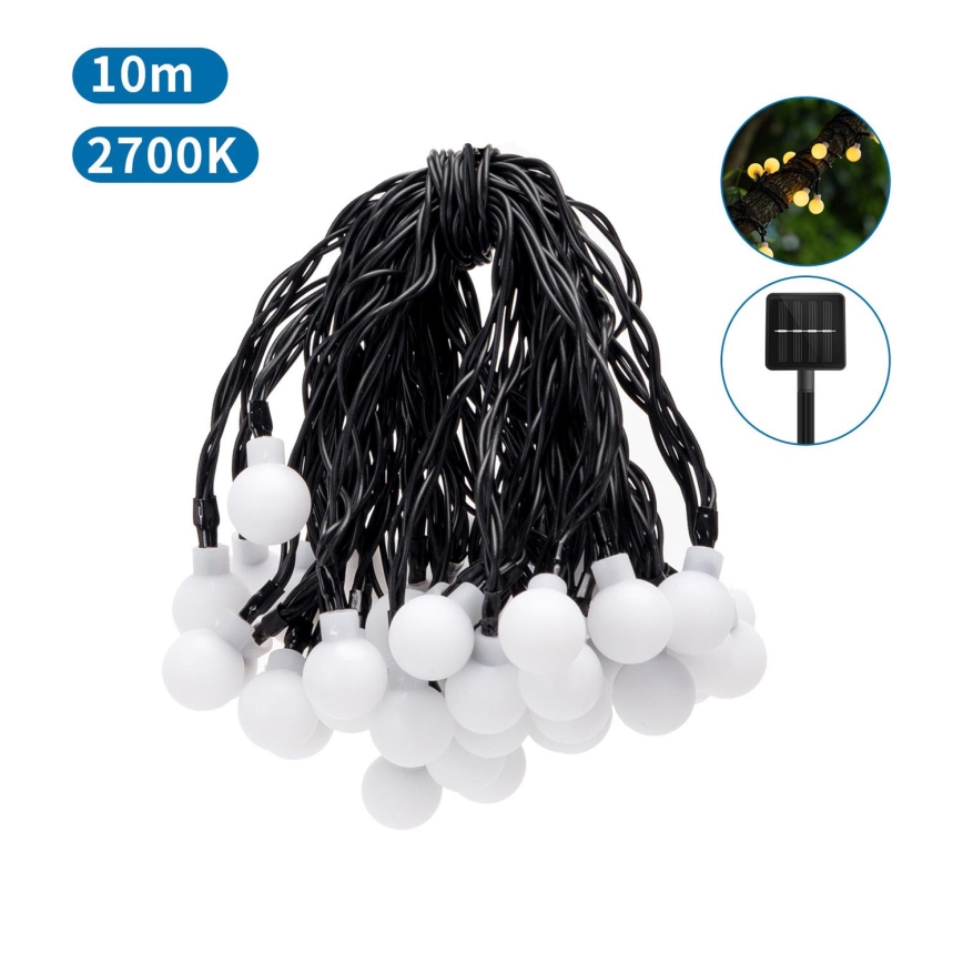 Aigostar - LED Solar-Dekorationskette 50xLED/8 Funktionen 12m IP65 800 mAh warmweiß