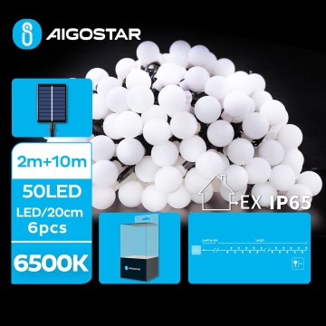 Aigostar - LED Solar-Dekorationskette 50xLED/8 Funktionen 12m IP65 kaltweiß 800 mAh
