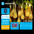 Aigostar - LED Solar-Dekorationskette 50xLED/8 Funktionen 12m IP65 warmweiß 800 mAh