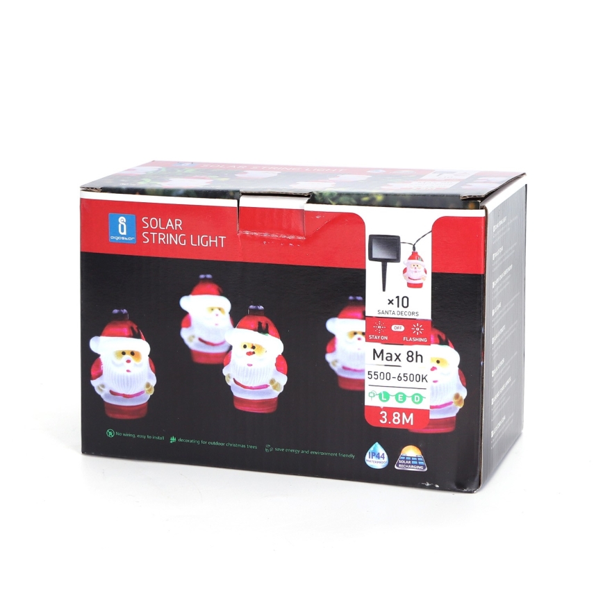 Aigostar - LED Solar-Lichterkette 10xLED/3,8 m IP44 kaltweiß 400 mAh