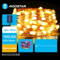 Aigostar - LED-Solar-Lichterkette, 100 LEDs, 8 Funktionen, 12 m, 800 mAh, IP65, warmweiß