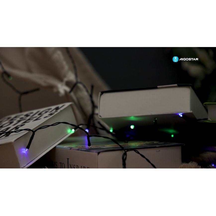 Aigostar - LED-Solar-Lichterkette 100 LEDs/8 Funktionen 12m IP65 mehrfarbig
