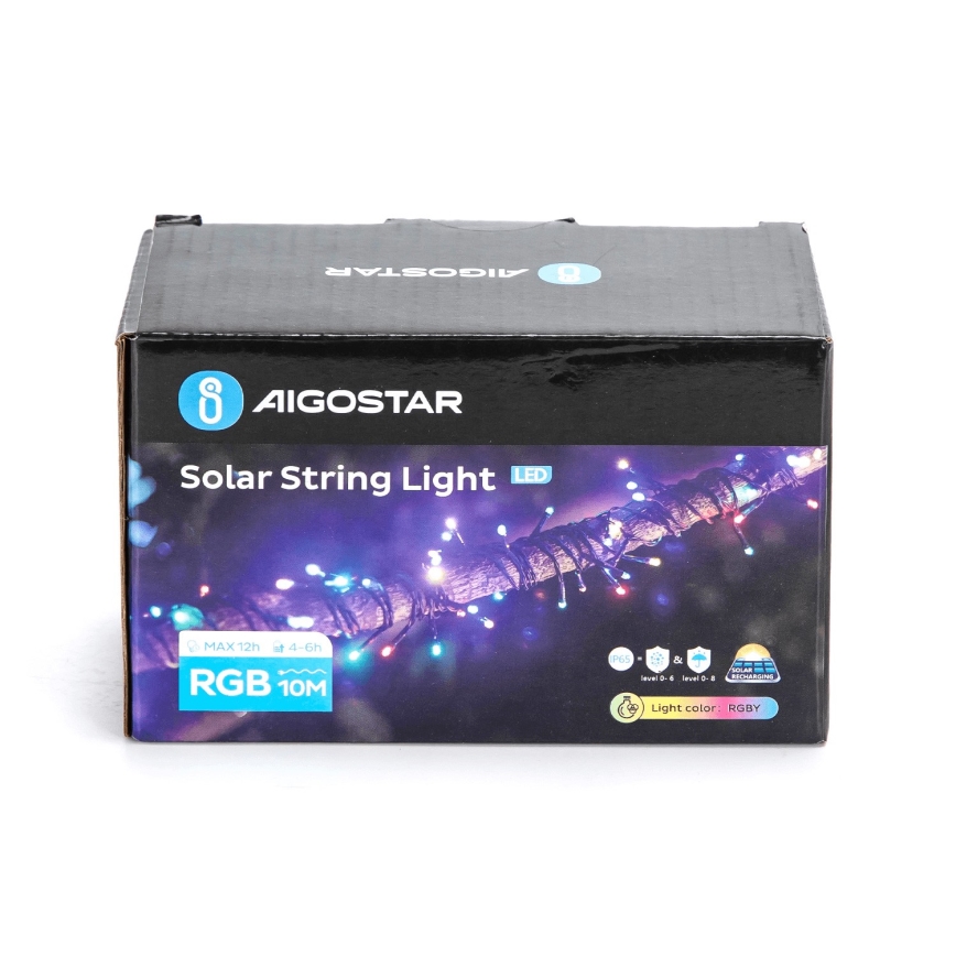 Aigostar - LED-Solar-Lichterkette 100 LEDs/8 Funktionen 12m IP65 mehrfarbig
