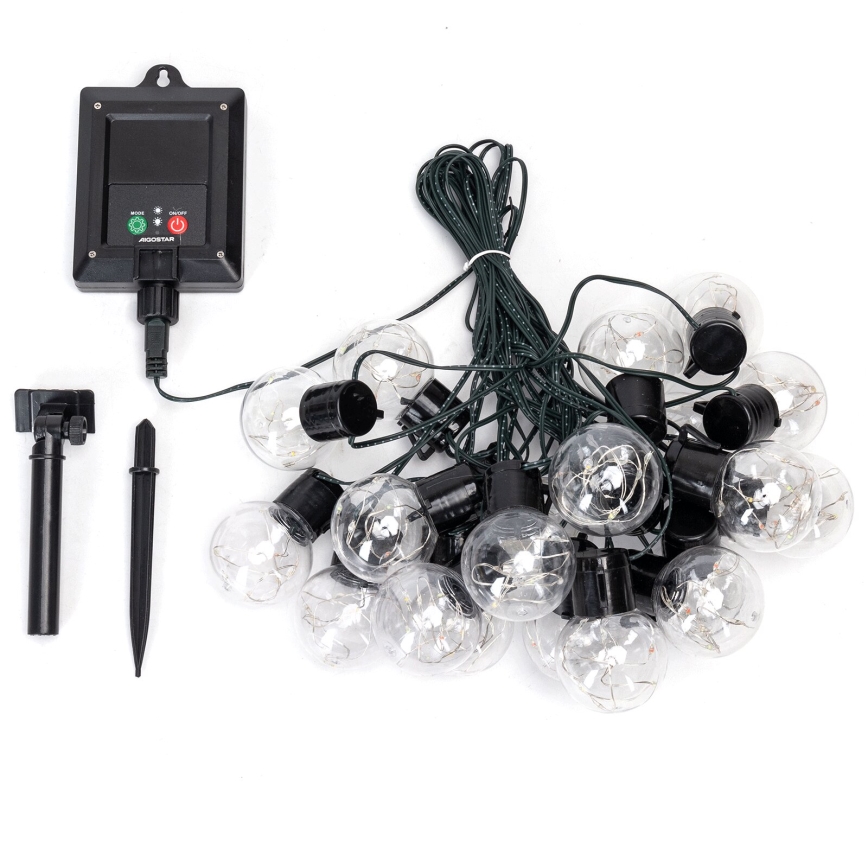 Aigostar - LED-Solar-Lichterkette 20 LEDs / 8 Funktionen, 11,5 m, IP65, mehrfarbig