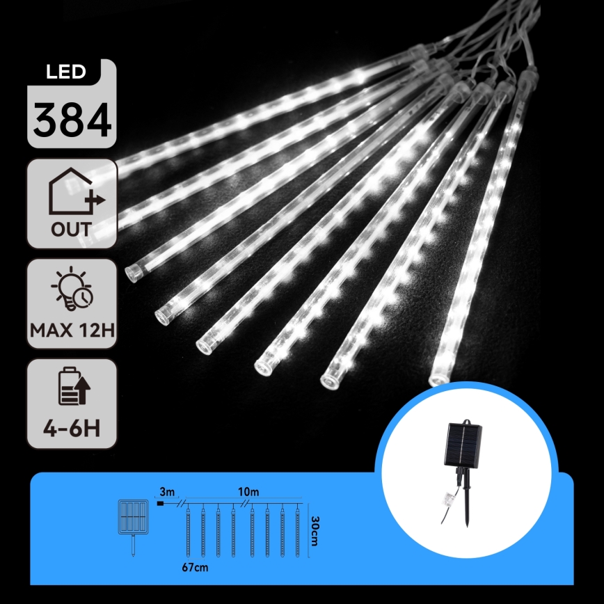 Aigostar - LED Solar-Lichterkette 384xLED/13m IP65 1200 mAh kaltweiß