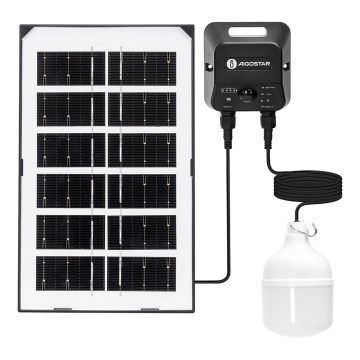Aigostar - LED Solar-Pendelleuchte mit Sensor, 35 W, 12 V, 3000 mAh, 6500 K, IP65, Ø 10 cm + Fernbedienung