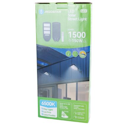 Aigostar - LED-Solar-Straßenlaterne mit Sensor LED/150W/3,2V 8000mAh IP65 6500K + Fernbedienung