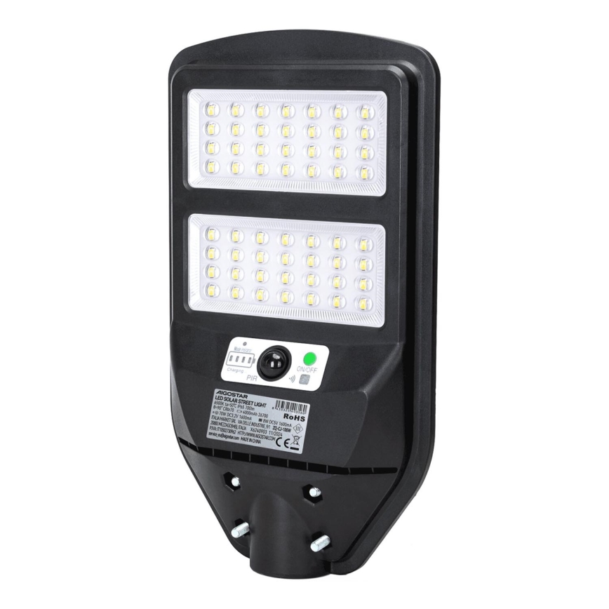 Aigostar - LED-Solar-Straßenlaterne mit Sensor LED/70W/3,2V 4000mAh IP65 6500K + Fernbedienung