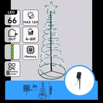 Aigostar - LED Solar-Weihnachtsdekoration 66xLED/0,59W/3,7V 100 cm IP65 130 mAh Baum kaltweiß