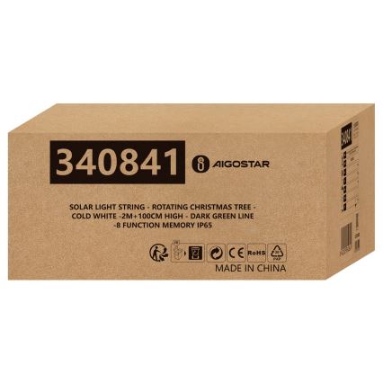 Aigostar - LED Solar-Weihnachtsdekoration LED/0,59W/3,7V 100 cm IP65 130 mAh Baum kaltweiß