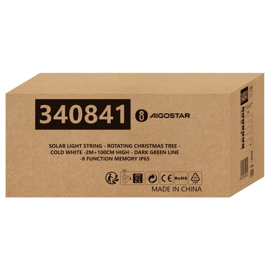 Aigostar - LED Solar-Weihnachtsdekoration LED/0,59W/3,7V 100 cm IP65 130 mAh Baum kaltweiß