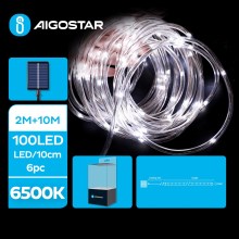 Aigostar - LED-Solar-Weihnachtskette 100xLED/8 Funktionen 12m IP65 kaltweiß