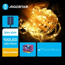 Aigostar - LED-Solar-Weihnachtskette 100xLED/8 Funktionen 12m IP65 warmweiβ