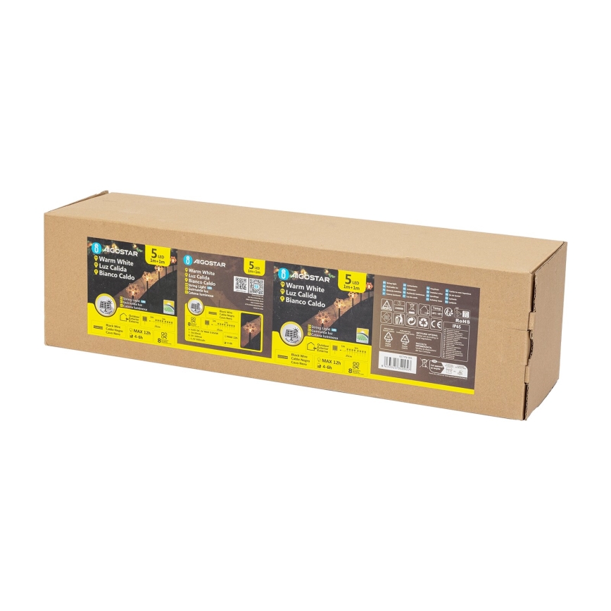 Aigostar - LED Solar-Weihnachtsleuchte LED/0,054W/1,2V 1m IP65 warmweiß