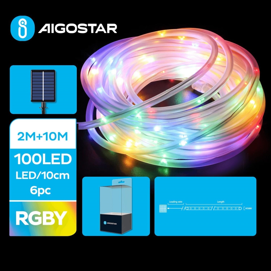 Aigostar - LED Solar-Weihnachtslichterkette 100xLED/8 Funktionen 12m IP65 800 mAh mehrfarbig