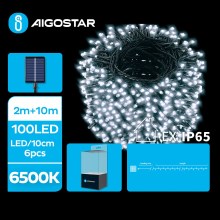 Aigostar - LED-Solar-Weihnachtslichterkette 100xLED/8 Funktionen 12m IP65 kaltweiß