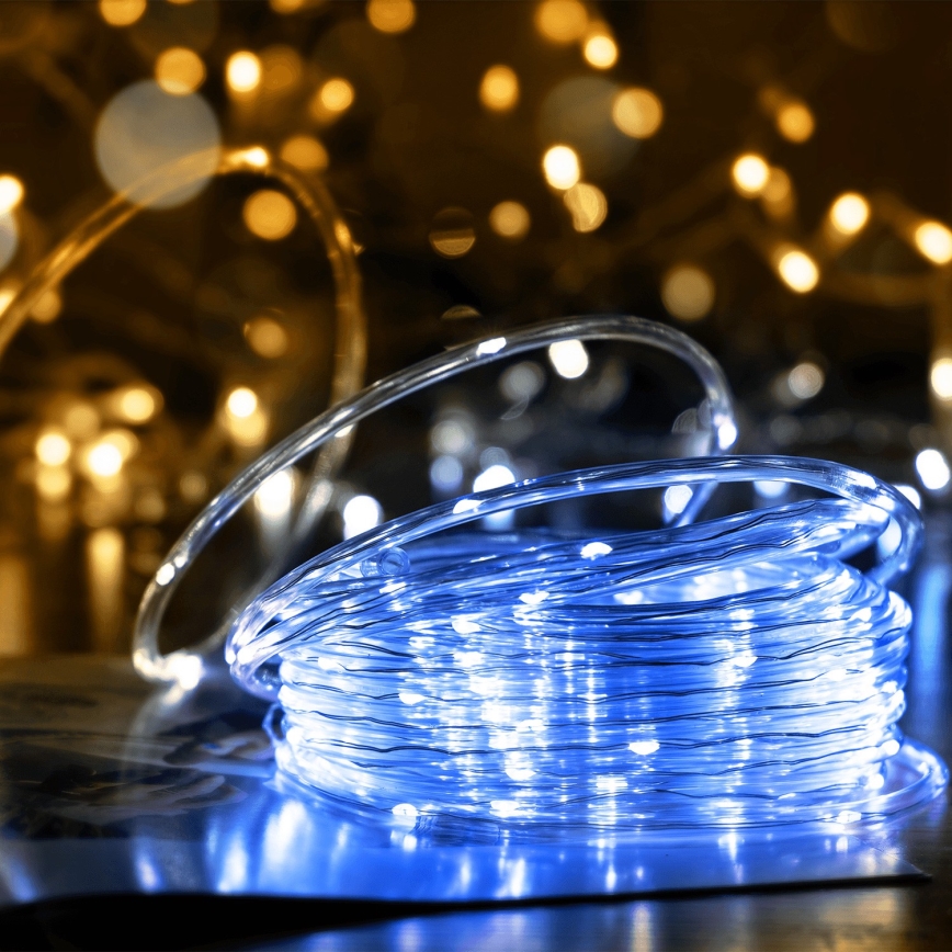 Aigostar - LED-Solar-Weihnachtslichterkette 100xLED/8 Funktionen 12m IP65 kaltweiß 800 mAh
