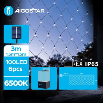 Aigostar - LED Solar-Weihnachtslichterkette 100xLED/8 Funktionen 4,5x1,5m IP65 kaltweiß