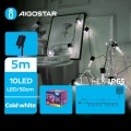 Aigostar - LED-Solar-Weihnachtslichterkette 10xLED/8 Funktionen 6,5m 500 mAh IP65 kaltweiß