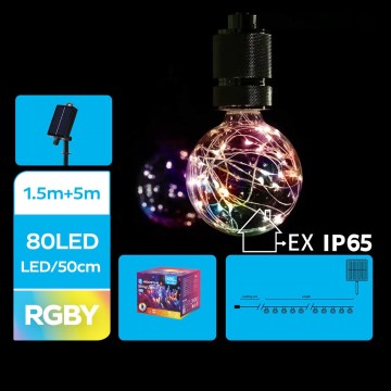 Aigostar - LED Solar Weihnachtslichterkette 10xLED/8 Funktionen 6,5m IP65 mehrfarbig