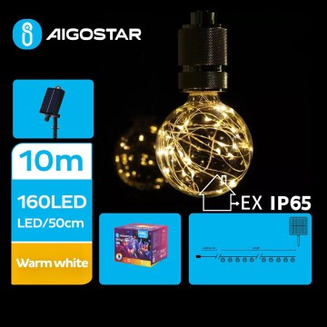 Aigostar - LED Solar-Weihnachtslichterkette 20xLED/8 Funktionen 11,5m IP65 1200 mAh warmweiß