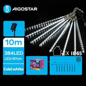 Aigostar - LED-Solar-Weihnachtslichterkette 384xLED/13m IP65 kaltweiß