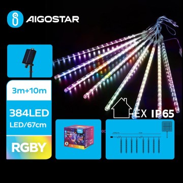 Aigostar - LED-Solar-Weihnachtslichterkette 384xLED/13m IP65 mehrfarbig