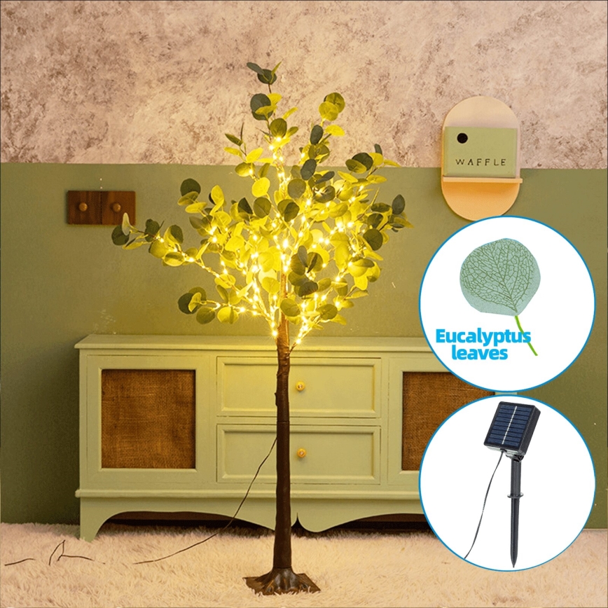 Aigostar - LED-Solardekoration 30xLED/2,6m IP65 warmweiβ Eukalyptus
