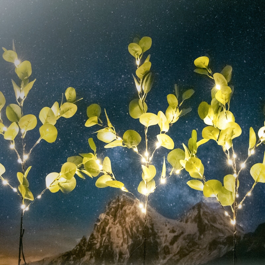 Aigostar - LED-Solardekoration 60xLED/3,5m IP65 warmweiβ Eukalyptus