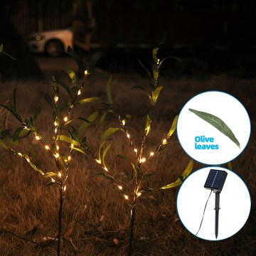 Aigostar - LED-Solardekoration 60xLED/3,5m IP65 warmweiβ Olive