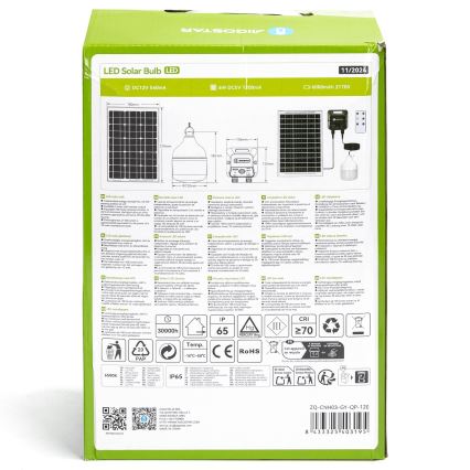 Aigostar - LED-Solarhängeleuchte mit Sensor LED/70W/12V 6000 mAh 6500K d 12 cm + Fernbedienung